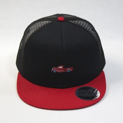 Baseball Caps Plain Cotton Twill Flat Brim Mesh Adjustable Snapback Trucker Baseball Cap - Rt Red/Black/Black - C512MDJNK3L $...