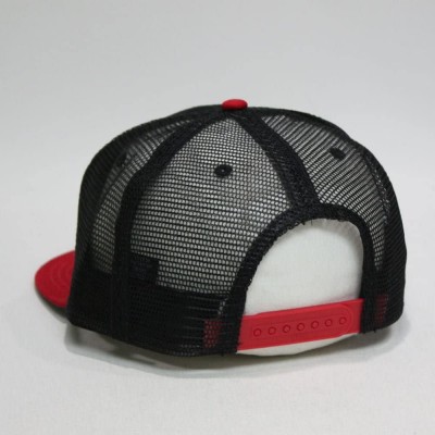 Baseball Caps Plain Cotton Twill Flat Brim Mesh Adjustable Snapback Trucker Baseball Cap - Rt Red/Black/Black - C512MDJNK3L $...