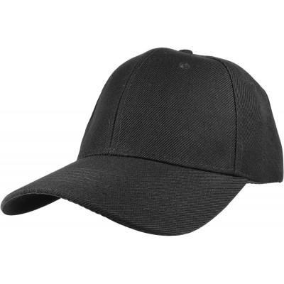 Baseball Caps Plain Blank Baseball Caps Adjustable Back Strap Wholesale Lot 6 Pack - Black - CK180Z0GEQ9 $16.12