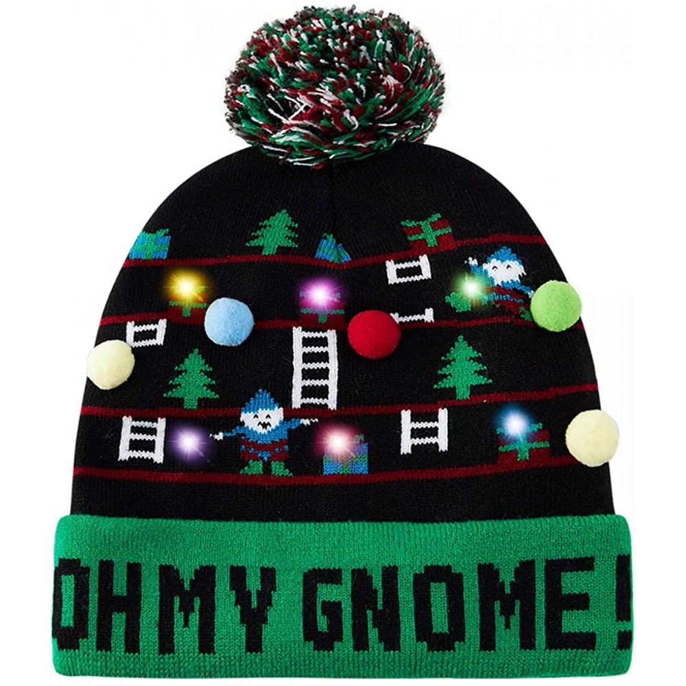 Skullies & Beanies Unisex Ugly LED Christmas Hat Novelty Colorful Light-up Stylish Knitted Sweater Xmas Party Beanie Cap(6 Li...