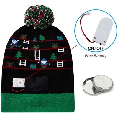 Skullies & Beanies Unisex Ugly LED Christmas Hat Novelty Colorful Light-up Stylish Knitted Sweater Xmas Party Beanie Cap(6 Li...