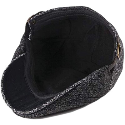 Newsboy Caps Men's Herringbone Tweed Flat Ivy Newsboy Hat Gatsby Cabbie Cap - Navy - C518YXH2O4G $13.70