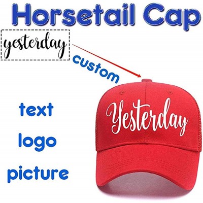 Baseball Caps Custom Snapback Hats Unisex Ponytail Baseball Cap High Bun Ponycap Adjustable Mesh Trucker Hats Funny Gifts - R...