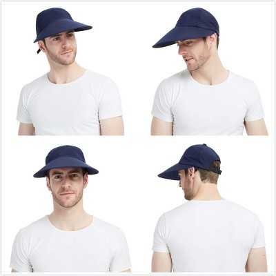 Sun Hats Sun Hat for Men/Women- Quick-Drying Sun Visor Hat Wide Brim Baseball Cap with Ponytail Hole and Chin Cord - B - CV19...