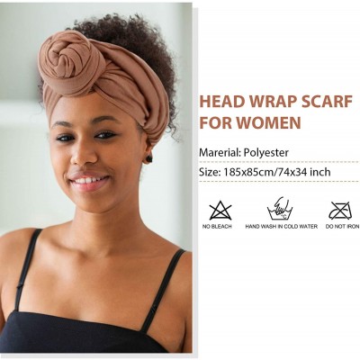 Headbands 3 Pieces Women Stretch Head Wrap Scarf Stretchy Turban Long Hair Scarf Wrap Solid Color Soft Head Band Tie - C21962...