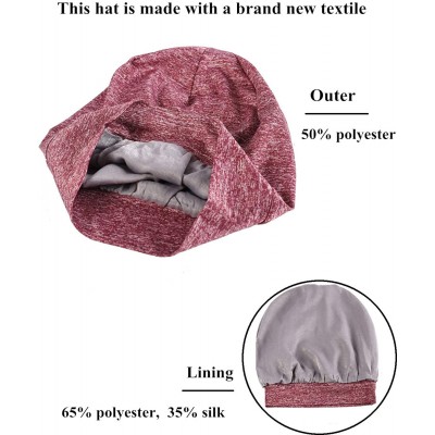 Skullies & Beanies Satin Silk Lined Sleep Cap - Beanie Slap Hat-Amazing Soft Chome Cap - Red-ylz - C718QQHQCXR $16.32