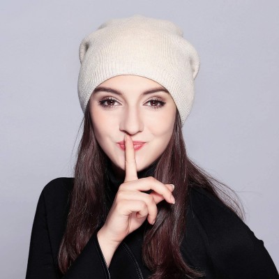 Skullies & Beanies Classic Winter Beanie for Women Solid Unique Knitted Hats Watch Cap Toboggan - Beige - CY18X24EY6W $11.58