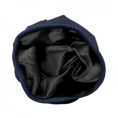 Skullies & Beanies Satin Lined Jersey Beanie- Navy- Standard - Navy - C4180Y6CQ4Y $11.52