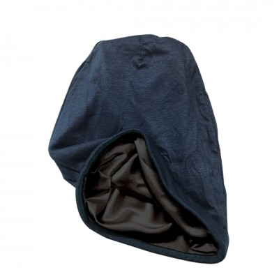 Skullies & Beanies Satin Lined Jersey Beanie- Navy- Standard - Navy - C4180Y6CQ4Y $11.52