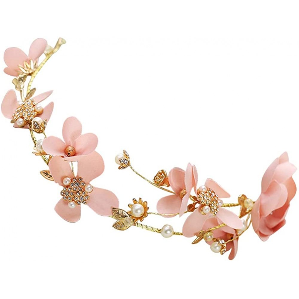 Headbands Women's Bridal Headband Child Garland Hair Wreath Handmade Wedding Headpiece - 414-pink - CI18Y3WR8DH $16.71