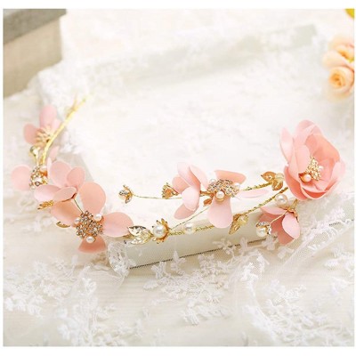 Headbands Women's Bridal Headband Child Garland Hair Wreath Handmade Wedding Headpiece - 414-pink - CI18Y3WR8DH $16.71