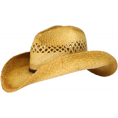 Cowboy Hats Women's Raffia Cowboy Hat - Tea Stain - CU115EM3517 $50.47