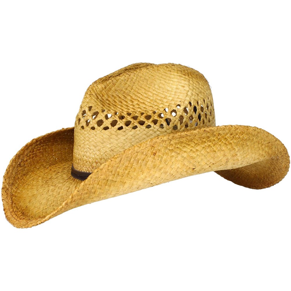 Cowboy Hats Women's Raffia Cowboy Hat - Tea Stain - CU115EM3517 $21.53