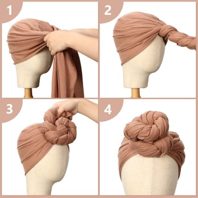 Headbands 3 Pieces Women Stretch Head Wrap Scarf Stretchy Turban Long Hair Scarf Wrap Solid Color Soft Head Band Tie - C21962...