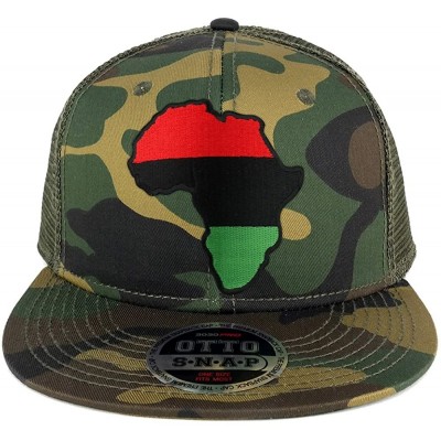 Baseball Caps Red Black Green Africa Map Embroidered Patch Camo Flat Bill Snapback Mesh Cap - Olive - CD183ZA7X65 $16.23