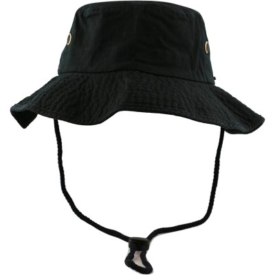 Sun Hats 100% Cotton Stone-Washed Safari Wide Brim Foldable Double-Sided Sun Boonie Bucket Hat - Black - CB18R3AM9Y6 $13.70