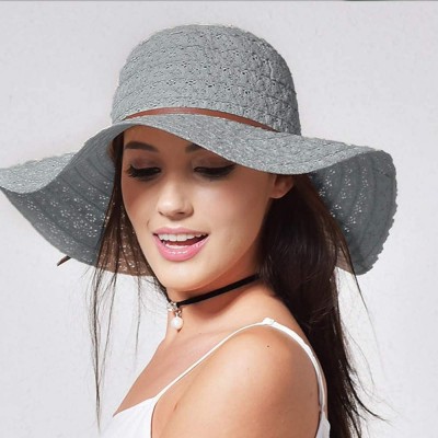 Sun Hats Beach Sun Hats for Women Cotton Foldable Wide Brim Sun Hat UPF Travel Floppy Hat - Gray - CJ18RYC8TR3 $23.52