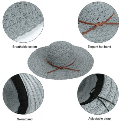 Sun Hats Beach Sun Hats for Women Cotton Foldable Wide Brim Sun Hat UPF Travel Floppy Hat - Gray - CJ18RYC8TR3 $23.52