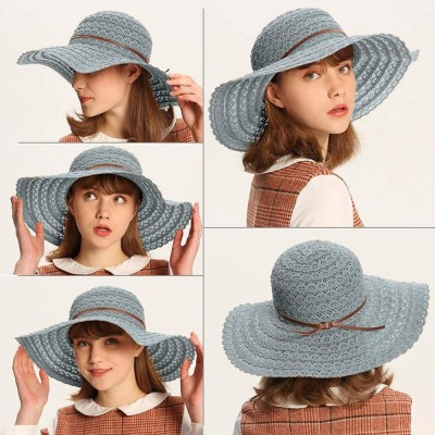 Sun Hats Beach Sun Hats for Women Cotton Foldable Wide Brim Sun Hat UPF Travel Floppy Hat - Gray - CJ18RYC8TR3 $23.52