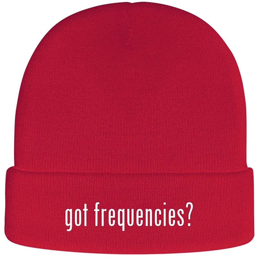 Skullies & Beanies got Frequencies? - Soft Adult Beanie Cap - Red - C1192YKXNYQ $16.18