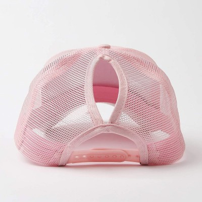 Baseball Caps Ponytail High Bun Hat Mesh Trucker Cotton Solid Baseball Cap PZ10042 - Pink - CS18TXRA0D6 $16.23