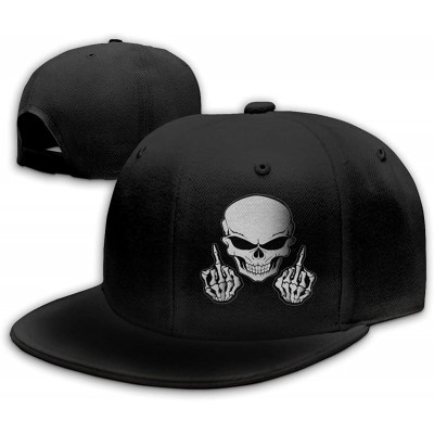 Baseball Caps Skull Middle Finger Plain Baseball Caps Snapbac Hats Adjustable for Men & Women - Black - CE192X2A7TI $11.20