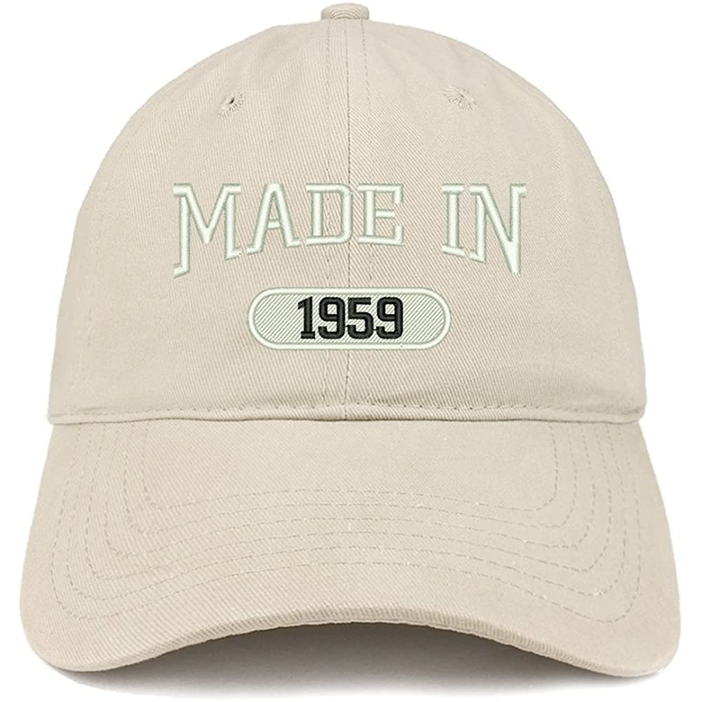 Baseball Caps Made in 1959 Embroidered 61st Birthday Brushed Cotton Cap - Stone - CO18C9EDST3 $17.82