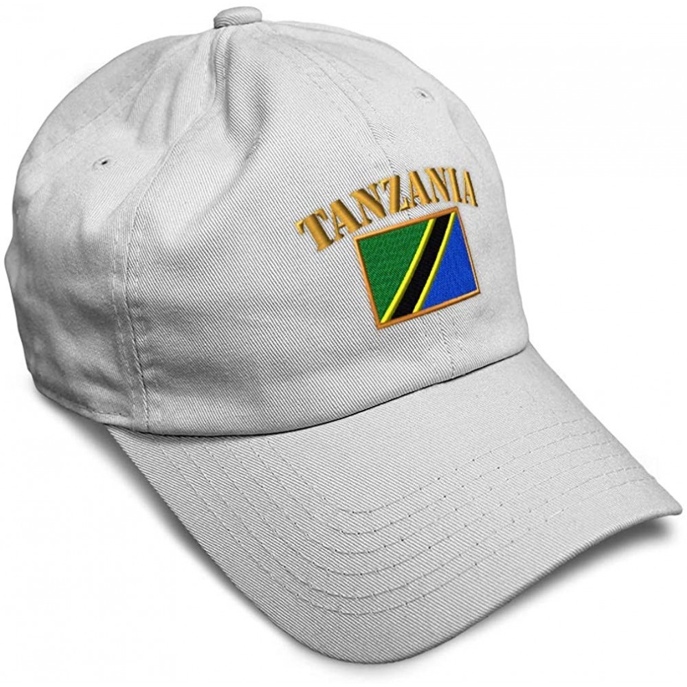Baseball Caps Soft Baseball Cap Tanzania Flag Embroidery Twill Cotton Dad Hats for Men & Women - White - C718YSU73UX $15.36