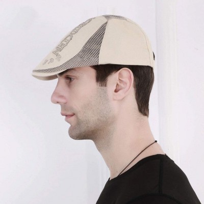 Newsboy Caps Mens Summer Mesh Flat Ivy Newsboy Cabbie Gatsby Painter Golf Hat Cap - 345beige - C718QQG3K86 $12.05