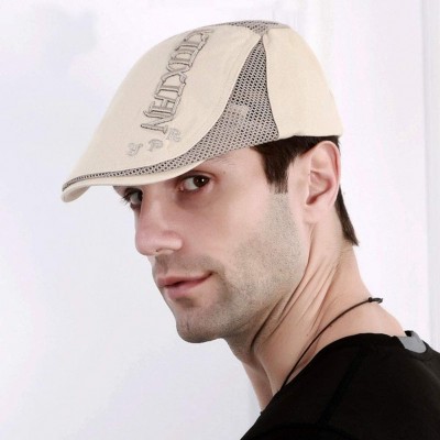 Newsboy Caps Mens Summer Mesh Flat Ivy Newsboy Cabbie Gatsby Painter Golf Hat Cap - 345beige - C718QQG3K86 $12.05