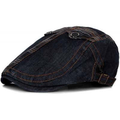 Newsboy Caps Unisex Denim Flat Ivy Gatsby Newsboy Hat Cap - J-black - CT12LY0873X $9.26