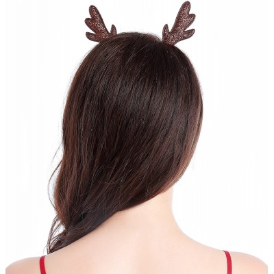 Headbands Christmas Headband Glitter Antlers Cat Ears Holiday Cosplay Party Costume - Brown - Antlers - CO12O85L1SW $11.26