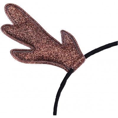 Headbands Christmas Headband Glitter Antlers Cat Ears Holiday Cosplay Party Costume - Brown - Antlers - CO12O85L1SW $11.26