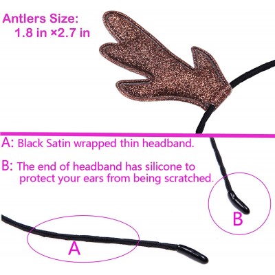 Headbands Christmas Headband Glitter Antlers Cat Ears Holiday Cosplay Party Costume - Brown - Antlers - CO12O85L1SW $11.26