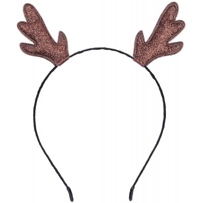 Headbands Christmas Headband Glitter Antlers Cat Ears Holiday Cosplay Party Costume - Brown - Antlers - CO12O85L1SW $11.26