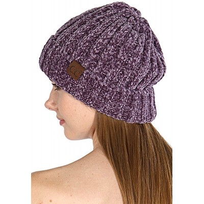 Skullies & Beanies Hand Knit Beanie Cap for Women- Soft Handmade Handknit Thick Cable Hat - Violet 15 - CO18QU5DNOW $9.63