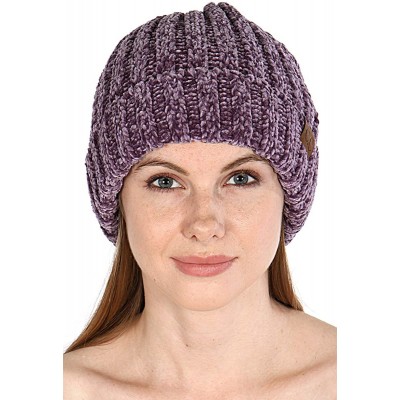 Skullies & Beanies Hand Knit Beanie Cap for Women- Soft Handmade Handknit Thick Cable Hat - Violet 15 - CO18QU5DNOW $9.63