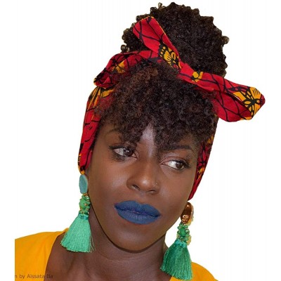 Headbands African Print Headband Hair Accessory for Women/Girls （2 Headbands 1 Big and 1small） - Red - CU18MGC2L2N $19.48
