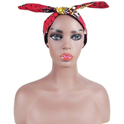 Headbands African Print Headband Hair Accessory for Women/Girls （2 Headbands 1 Big and 1small） - Red - CU18MGC2L2N $11.64