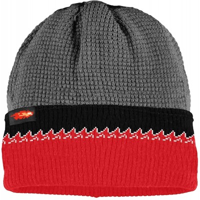 Skullies & Beanies Super Mario Bros Dungeon Lava Fire Mario Knit Beanie- Black- One Size - CK18WG8G3K7 $8.79