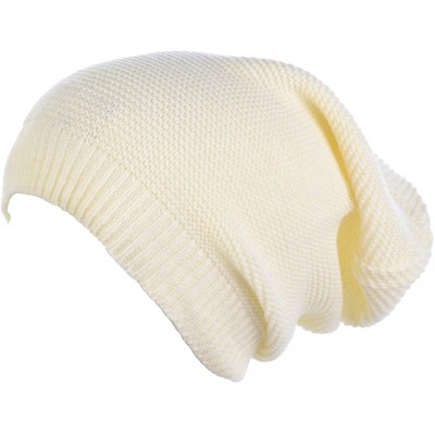 Skullies & Beanies an Unisex Striped Knit Slouchy Beanie Hat Lightweight Soft Fashion Cap - 5104ivory - CT1989CA0N6 $10.87