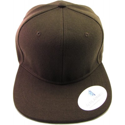 Baseball Caps Premium Plain Solid Flat Bill Snapback Hat - Adult Sized Baseball Cap - Brown - C911KV7QYVN $10.07
