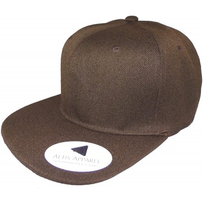 Baseball Caps Premium Plain Solid Flat Bill Snapback Hat - Adult Sized Baseball Cap - Brown - C911KV7QYVN $10.07