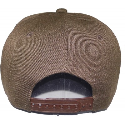 Baseball Caps Premium Plain Solid Flat Bill Snapback Hat - Adult Sized Baseball Cap - Brown - C911KV7QYVN $10.07
