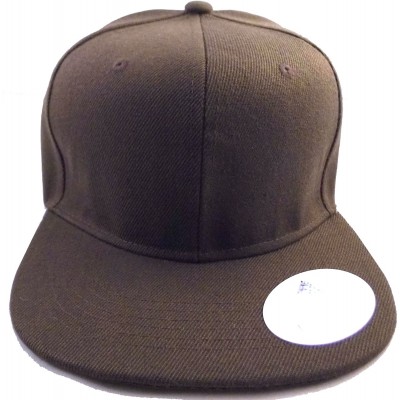 Baseball Caps Premium Plain Solid Flat Bill Snapback Hat - Adult Sized Baseball Cap - Brown - C911KV7QYVN $10.07