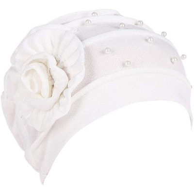 Skullies & Beanies Women Winter Beading Floral - White - CW18K4H6HLH $8.87