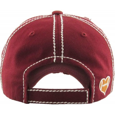 Baseball Caps Dog Mom Hats Mama Bear Bad Hair Day Pink Ribbon and Many More Womens Caps - Football Mama - Burgundy - C318LUHW...