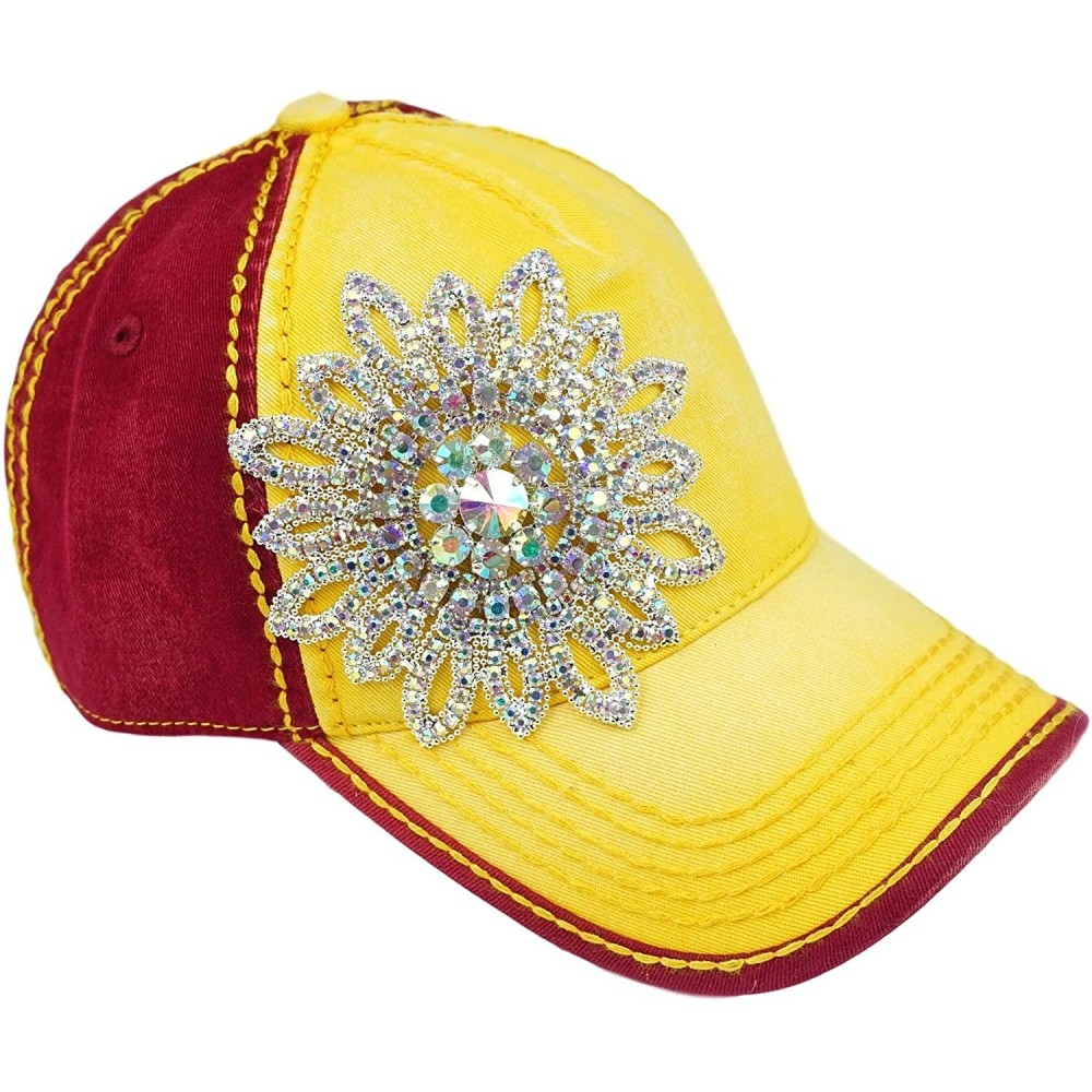 Baseball Caps Women's Game Day Two-Tone Baseball Cap - Gold/Burgundy/Silver Ab - C017YC2W8ST $59.19