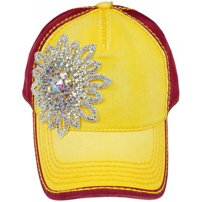 Baseball Caps Women's Game Day Two-Tone Baseball Cap - Gold/Burgundy/Silver Ab - C017YC2W8ST $59.19