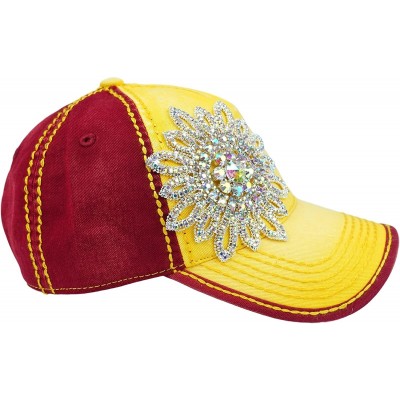 Baseball Caps Women's Game Day Two-Tone Baseball Cap - Gold/Burgundy/Silver Ab - C017YC2W8ST $59.19